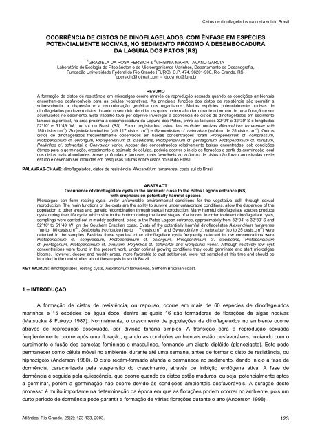 Artigo Completo - LaboratÃƒÂ³rio de Ecologia do IctioplÃƒÂ¢ncton - Furg