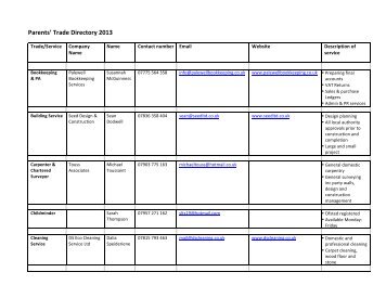 to download our Parents' Trade Directory (PDF)