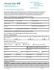 Provider Information Update Form - Provider Manual - Florida Blue