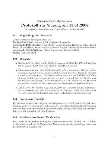 Protokoll zur Sitzung am 15.01.2008 - My-fsr