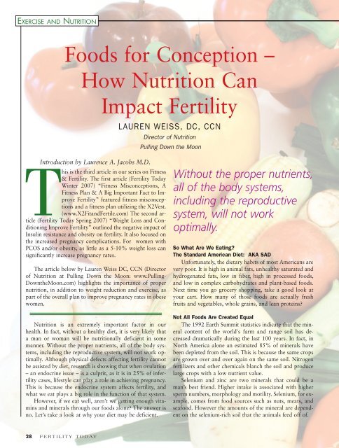 Foods for Conception â€“ How Nutrition Can Impact Fertility