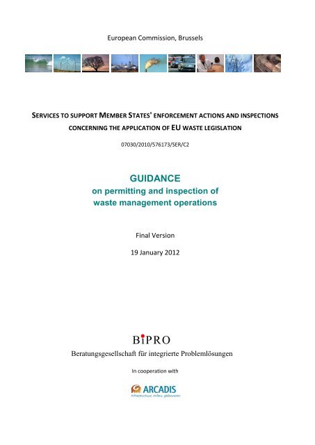 Guidance on permitting and inspection of waste management ...