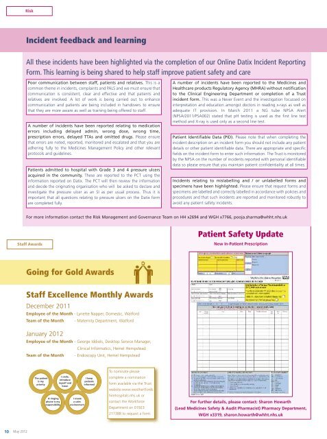 May 2012 - West Hertfordshire Hospitals NHS Trust