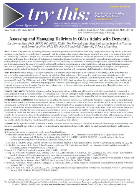 Assessing and Managing Delirium in Older Adults with Dementia