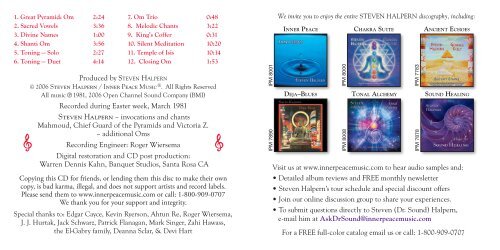 View PDF of the album's liner notes - Inner Peace Music Steven ...