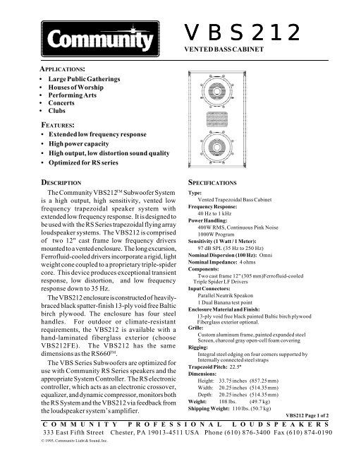 VBS212 - Community Professional Loudspeakers