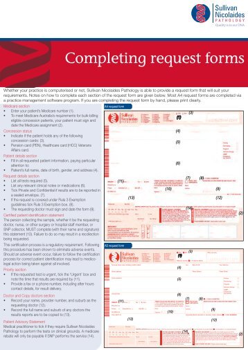 Completing request forms - Sullivan Nicolaides Pathology