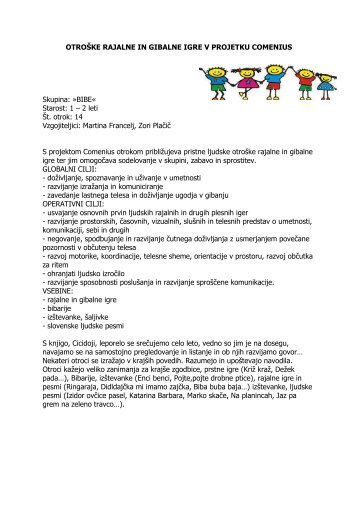 otroÅ¡ke rajalne in gibalne igre v projetku comenius - Arnes