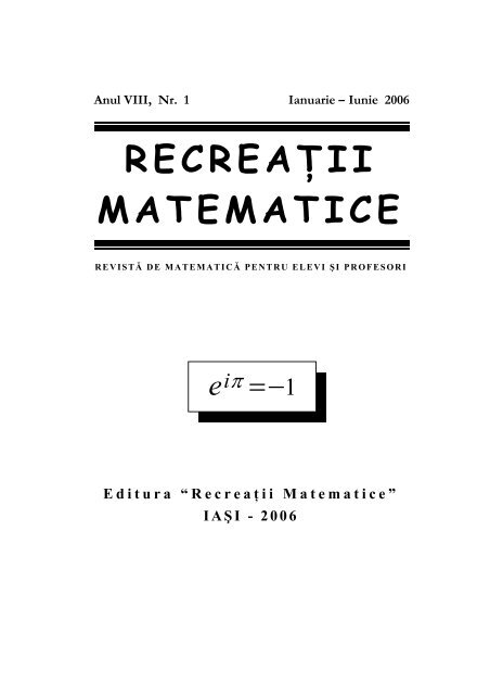 Revista (format .pdf, 1.2 MB) - RECREAÅ¢II MATEMATICE