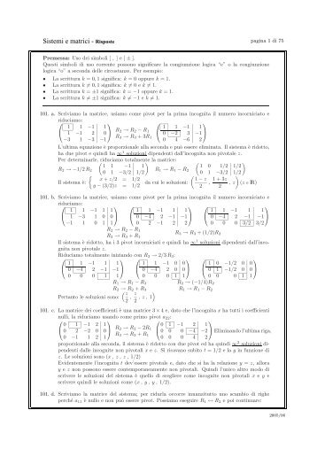 Sistemi e matrici - Risposte - Diptem