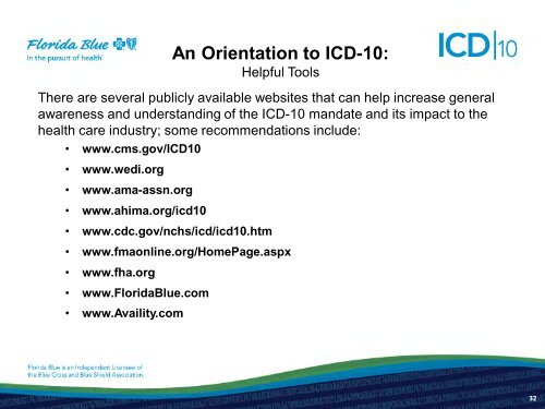 An Orientation to ICD 10: - Florida Blue