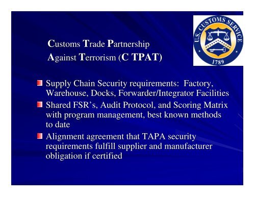 Technology Asset Protection Association (TAPA) â€œSecuring the ...