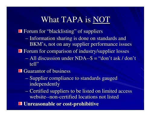 Technology Asset Protection Association (TAPA) â€œSecuring the ...