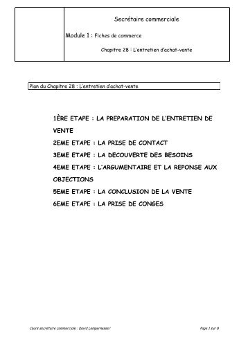 SecrÃ©taire commerciale 1ÃRE ETAPE : LA ... - Inserweb