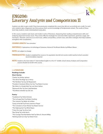 ENG206: Literary Analysis and Composition II - K12.com