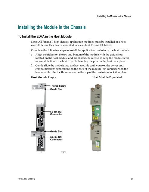 Prisma II High Density EDFA Modules Installation Guide