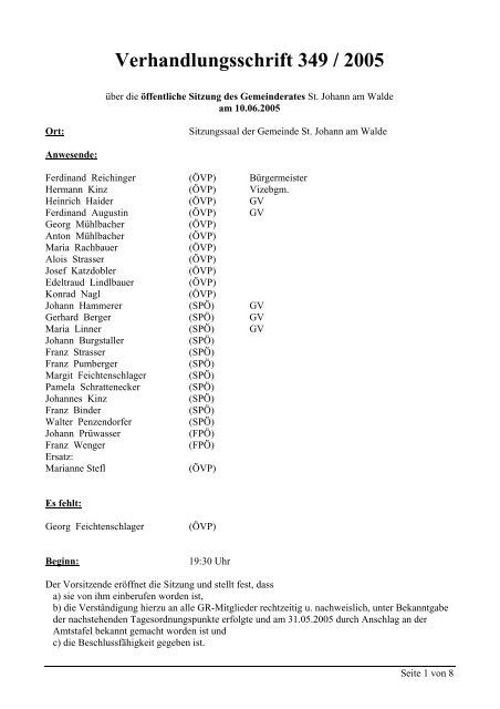GR-Sitzung 349/2005 (28 KB) - .PDF - St. Johann am Walde