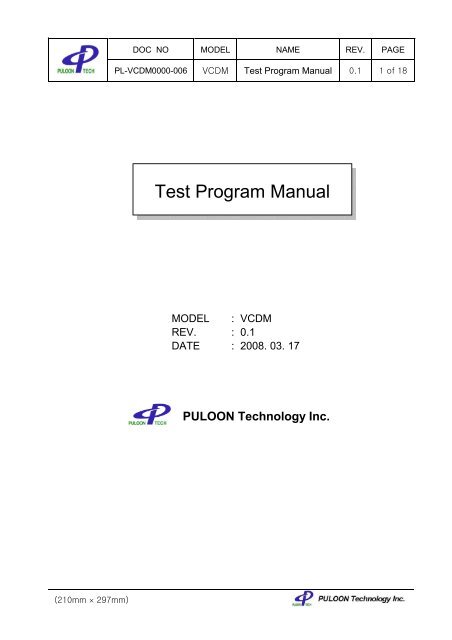 Test Program Manual - Sensis