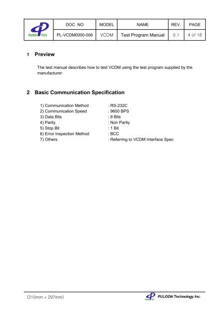 Test Program Manual - Sensis