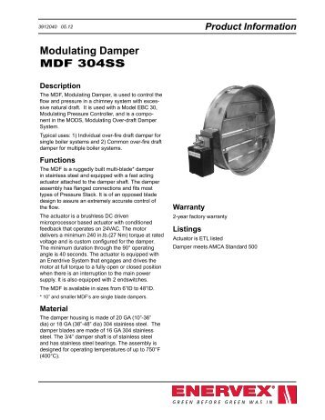 Modulating Damper MDF 304SS - Enervex