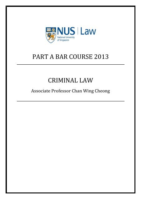 PART A BAR COURSE 2013 CRIMINAL LAW