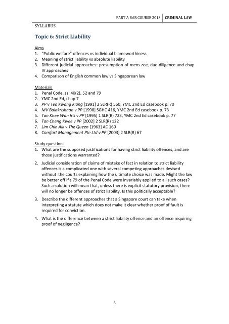 PART A BAR COURSE 2013 CRIMINAL LAW