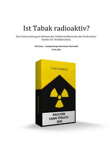 Ist Tabak radioaktiv? - Fachverband für Strahlenschutz eV
