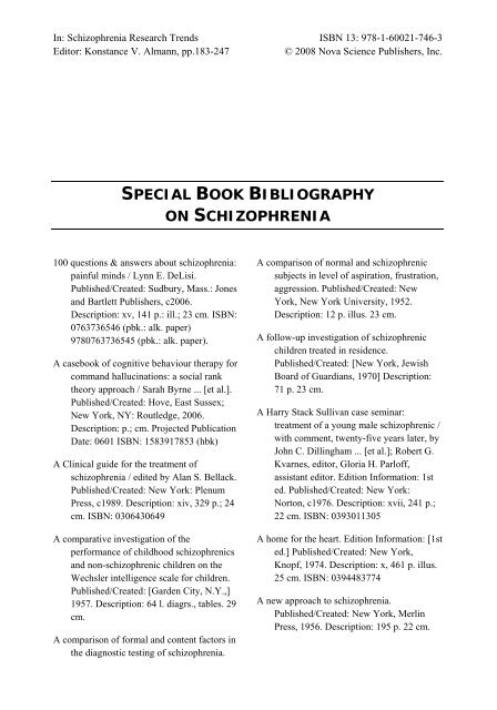 Schizophrenia Research Trends