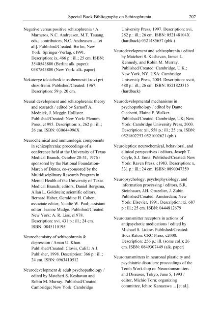 Schizophrenia Research Trends