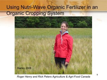 Using Nutri-Wave Organic Fertilizer in an Organic Cropping System