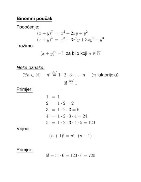 MATEMATIKA 1 Senka Banic PREDAVANJA (grupa G1): utorak i ...