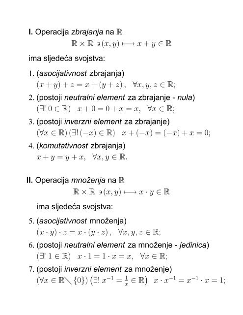 MATEMATIKA 1 Senka Banic PREDAVANJA (grupa G1): utorak i ...