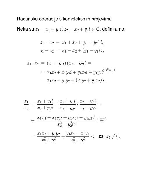 MATEMATIKA 1 Senka Banic PREDAVANJA (grupa G1): utorak i ...