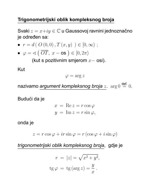 MATEMATIKA 1 Senka Banic PREDAVANJA (grupa G1): utorak i ...