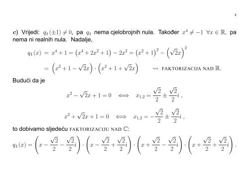 MATEMATIKA 1 Senka Banic PREDAVANJA (grupa G1): utorak i ...