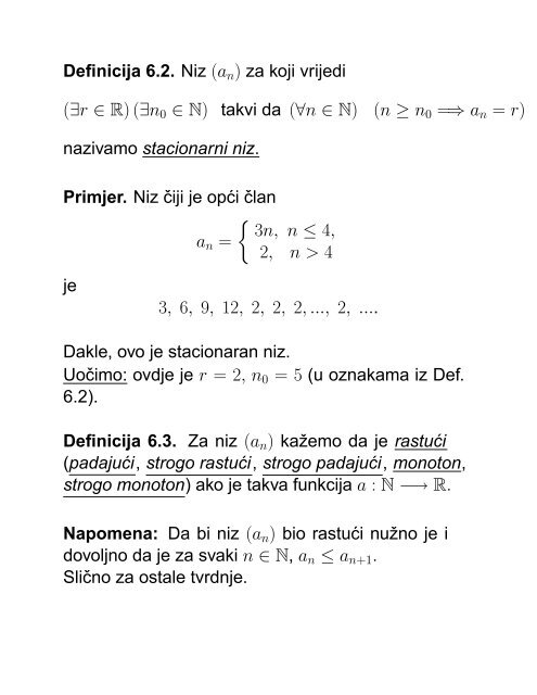 MATEMATIKA 1 Senka Banic PREDAVANJA (grupa G1): utorak i ...