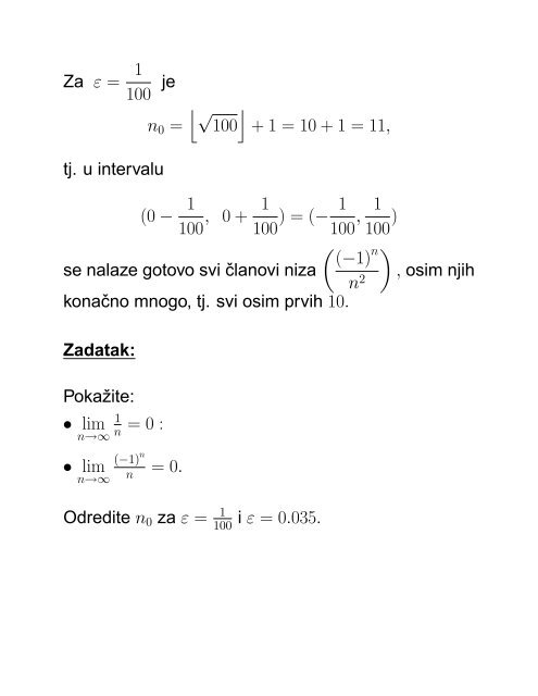 MATEMATIKA 1 Senka Banic PREDAVANJA (grupa G1): utorak i ...