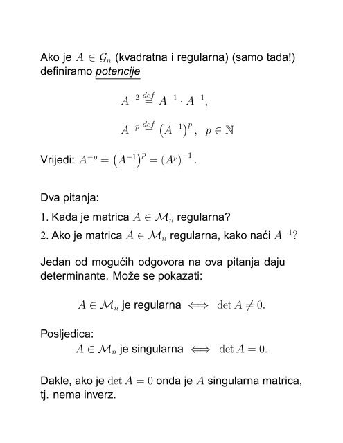 MATEMATIKA 1 Senka Banic PREDAVANJA (grupa G1): utorak i ...