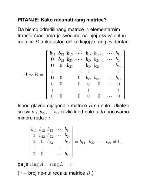 MATEMATIKA 1 Senka Banic PREDAVANJA (grupa G1): utorak i ...