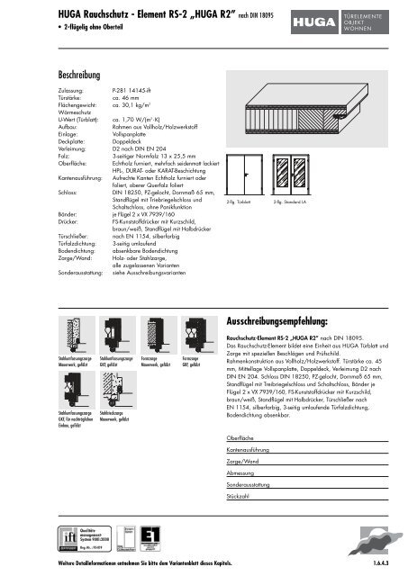 HUGA Rauchschutz - Element RS-1