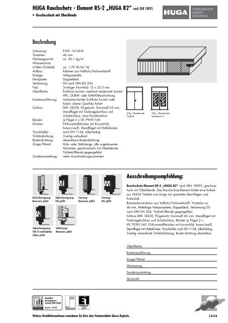 HUGA Rauchschutz - Element RS-1