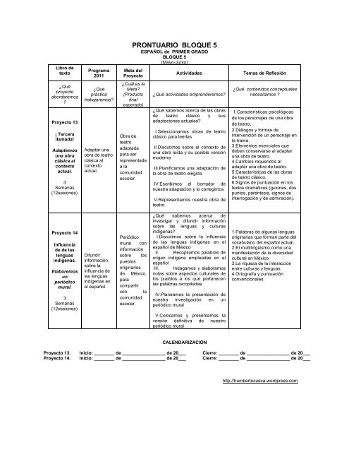 PRONTUARIO de PRIMER GRADO - Blog de Humberto Cueva