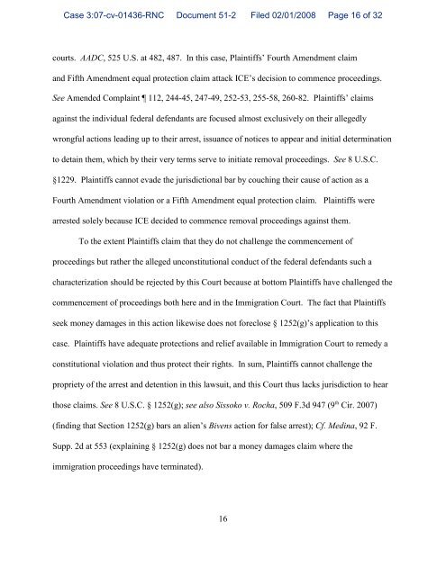 Defendants' Motion to Dismiss for Lack of Subject Matter Jurisdiction