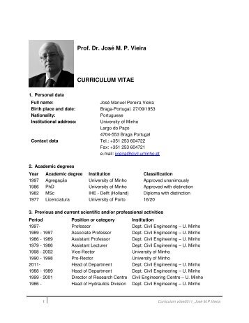 Prof. Dr. José M. P. Vieira CURRICULUM VITAE - IWA