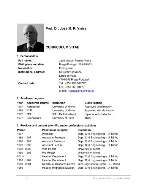 Prof. Dr. José M. P. Vieira CURRICULUM VITAE - IWA