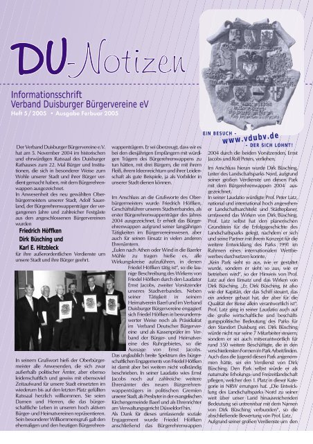 Heft 5 / 2005 - Verband Duisburger Bürgervereine eV