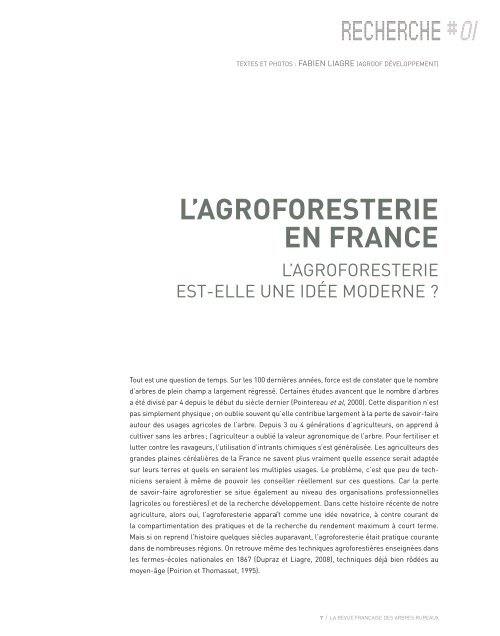 Agroforesteries n° 1 - AFAF-Association Française d'agroforesterie