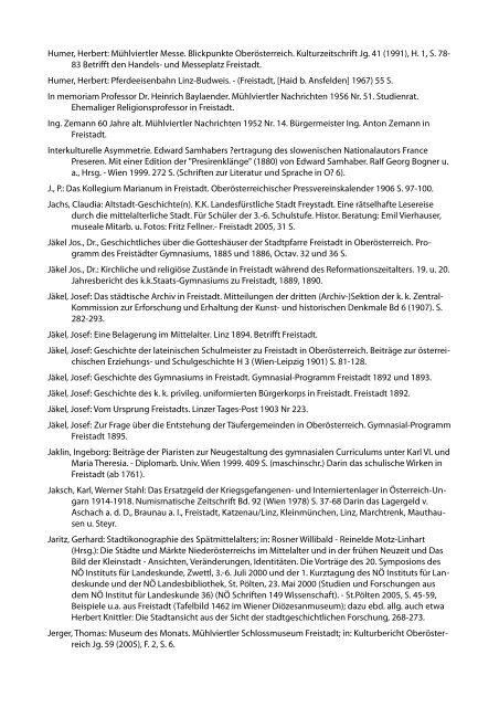 Bibliografie zur Geschichte von Freistadt Bearbeitet von Fritz Fellner ...
