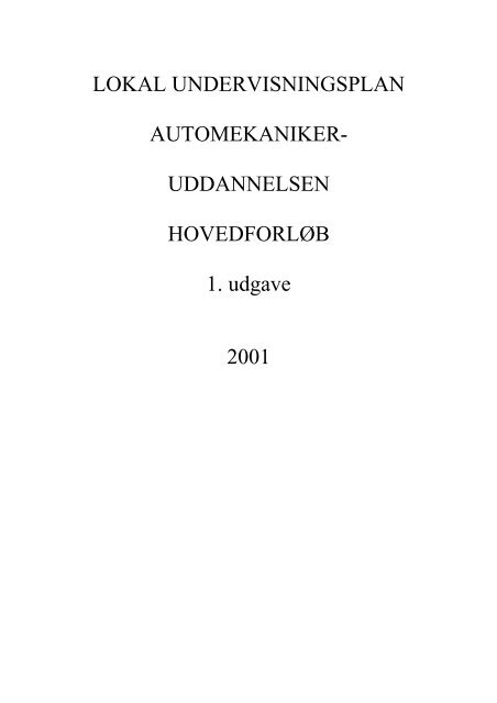 LOKAL UNDERVISNINGSPLAN AUTOMEKANIKER ... - Tradium