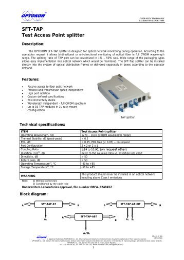 SFT-TAP Test Access Point splitter - OPTOKON as